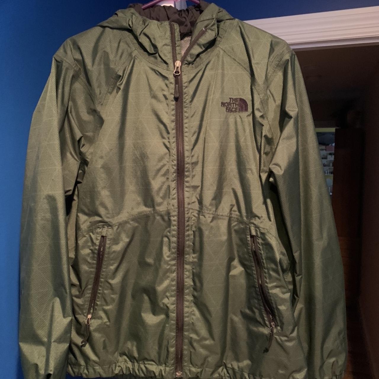 North Face Wind Breaker Metallic Green Size - Depop