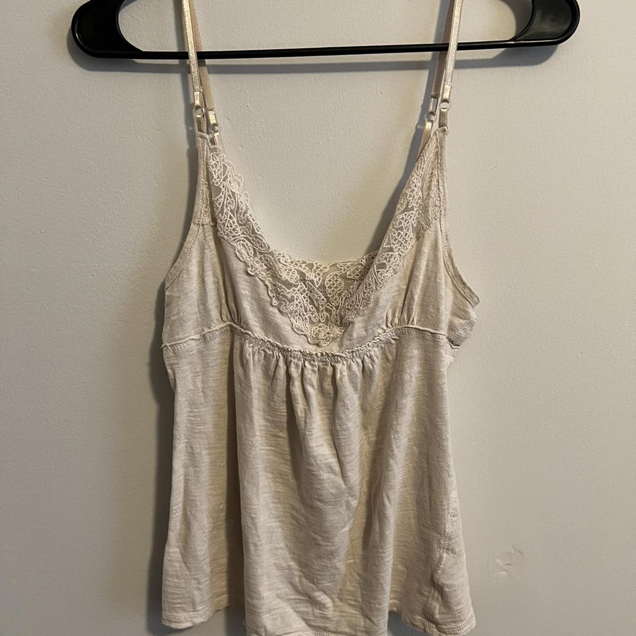 Brand One Step Up Cream Lace Tank top size small... - Depop