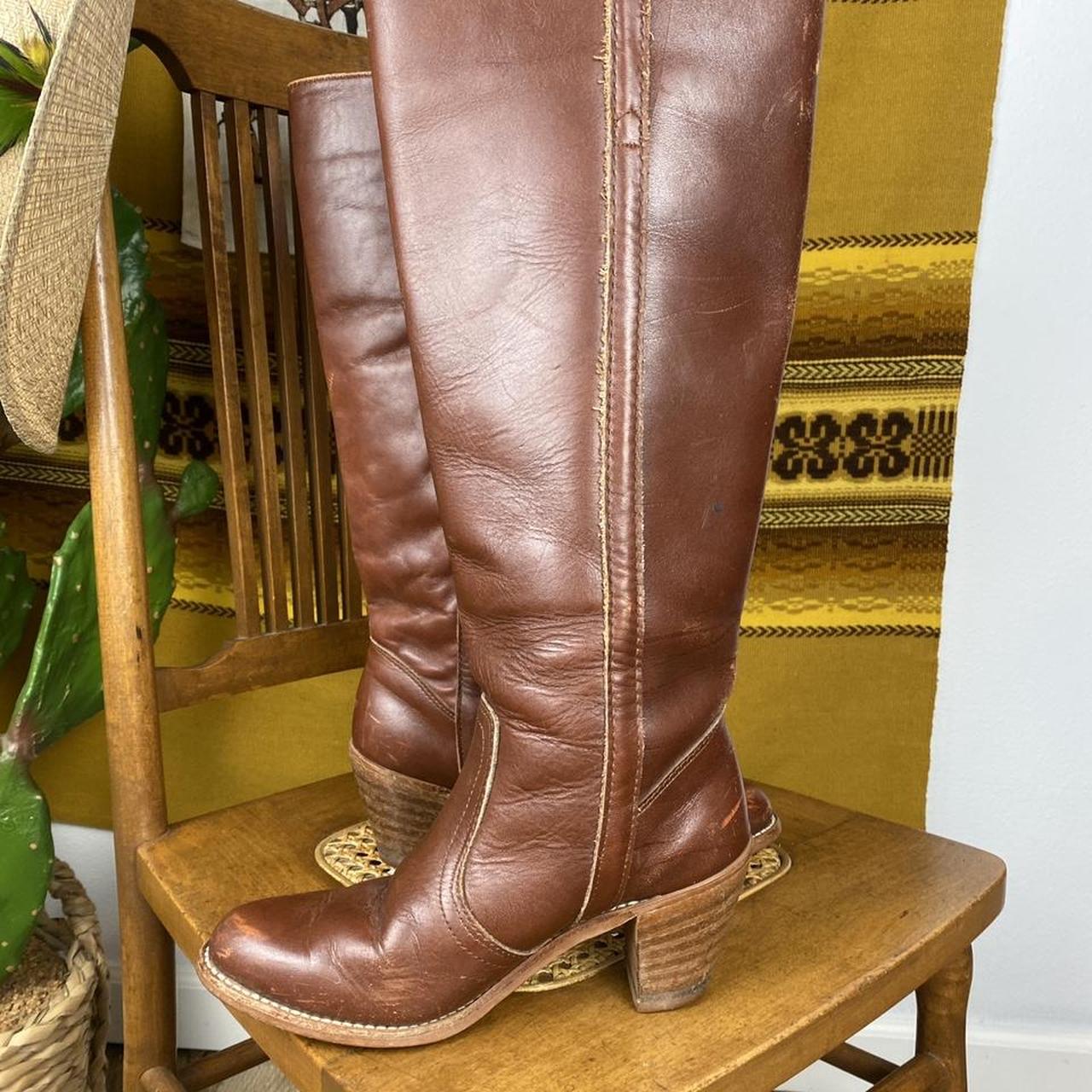 Vintage 1970s DEXTER Knee High Leather Boots Womens... - Depop