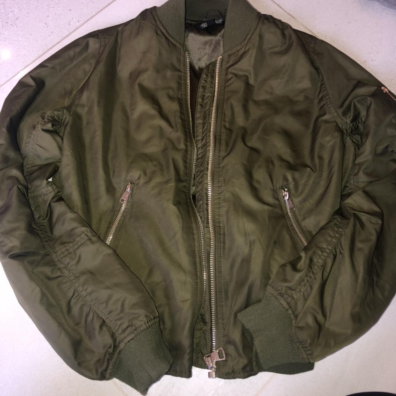 Topshop Kharki green bomber jacket. Worn a couple... - Depop