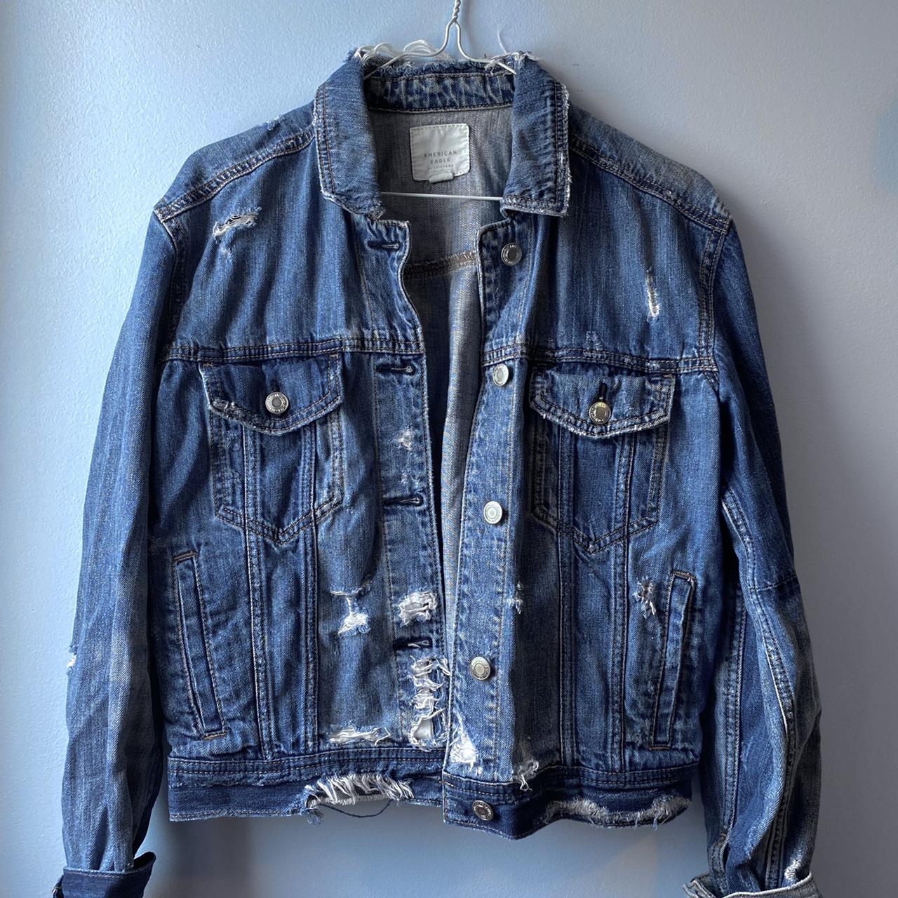 american eagle denim jacket! has really cool... - Depop