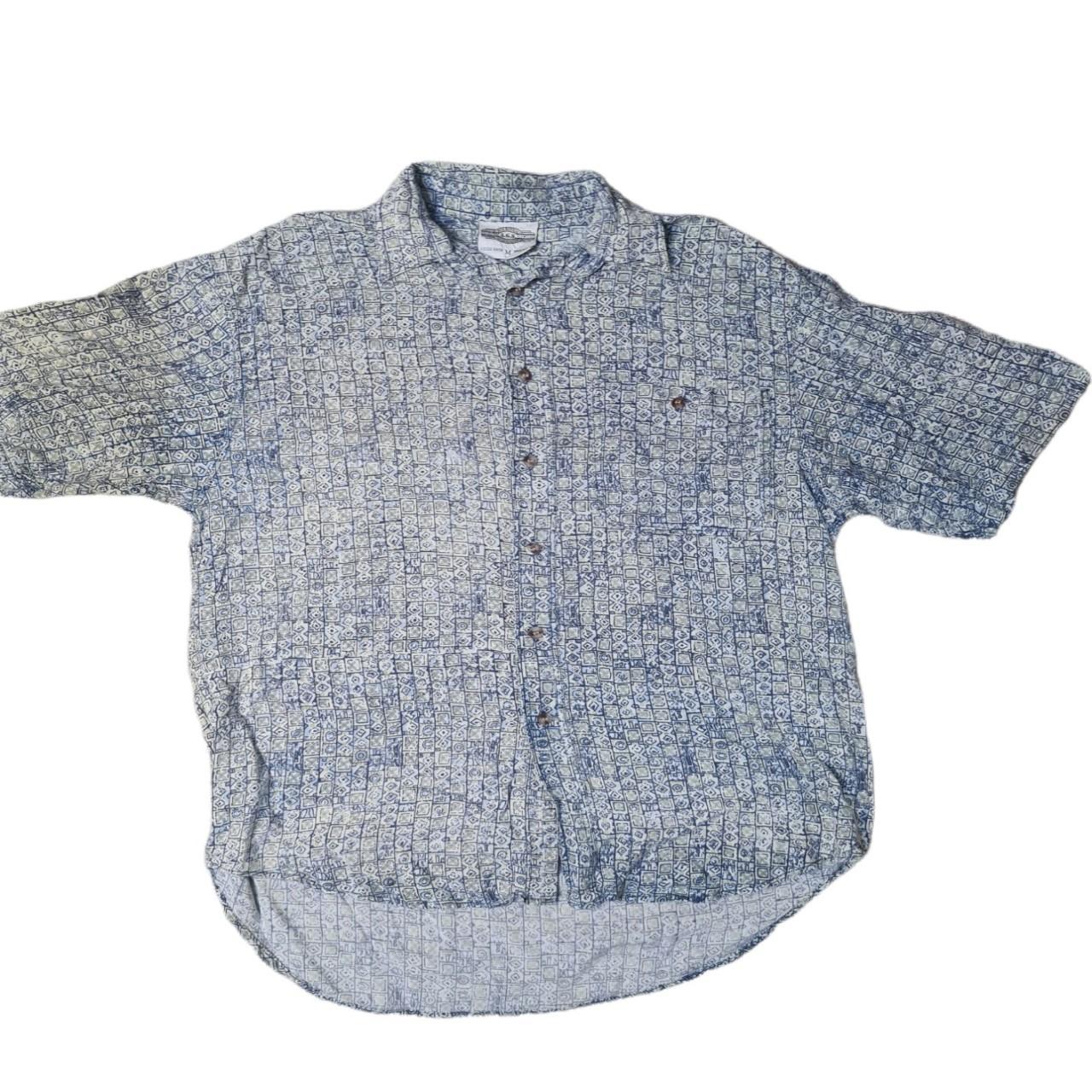 Vintage retro 80s men's button up pattern print... Depop