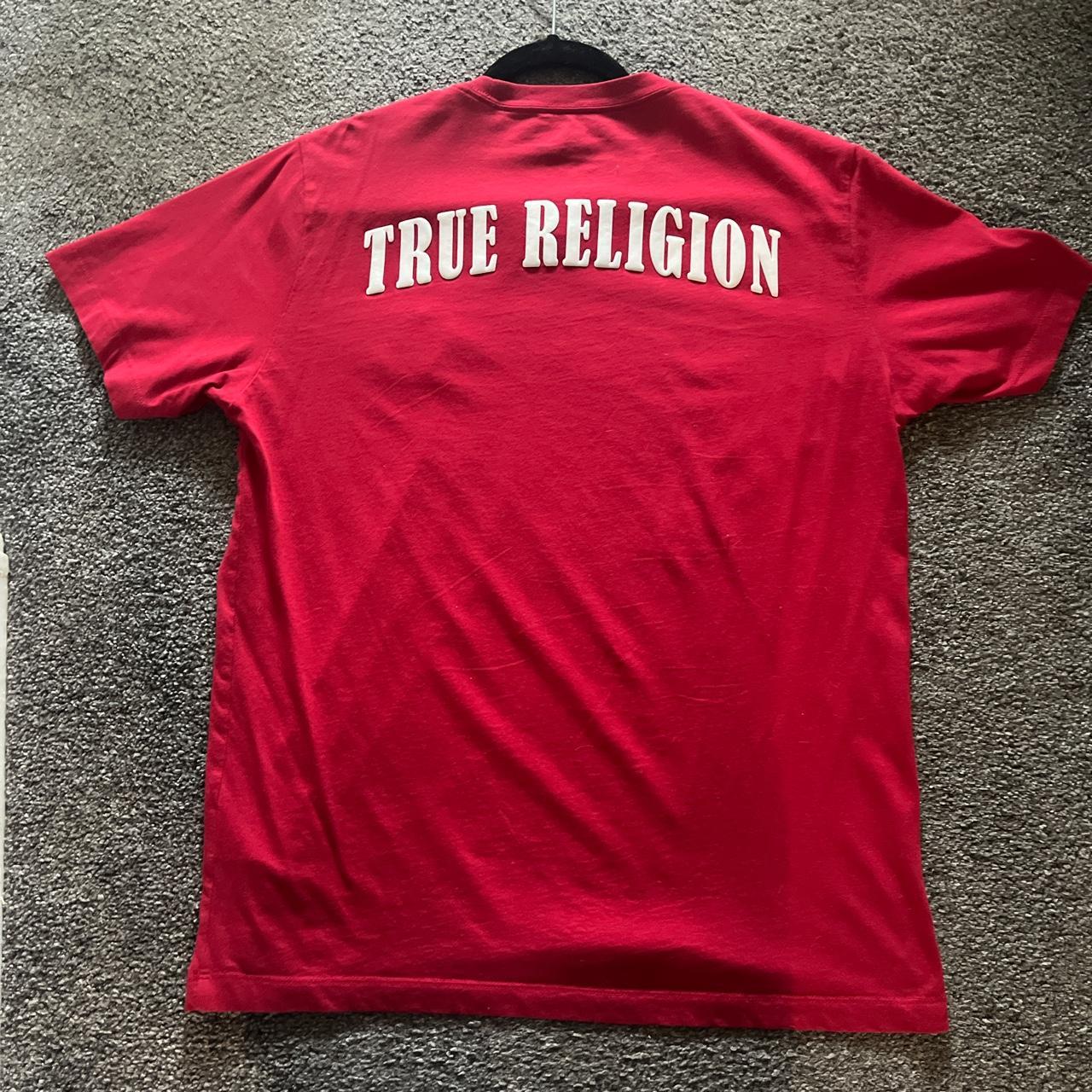 red true religion t shirt medium - Depop