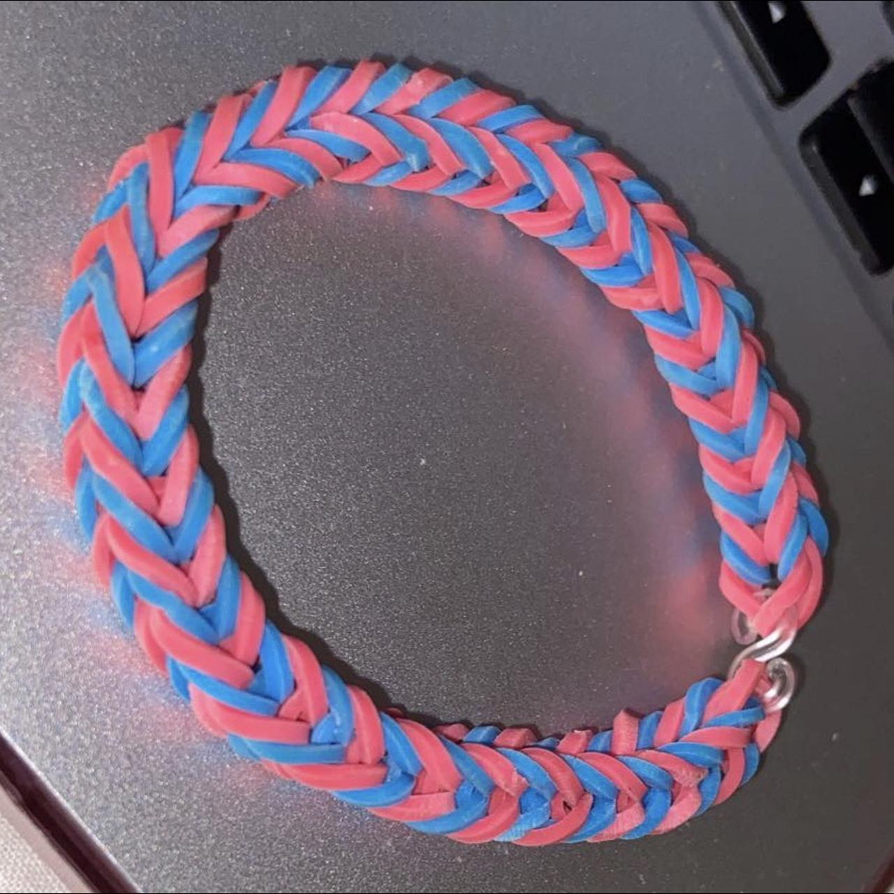 Blue and White Fishtail Bracelet Pink