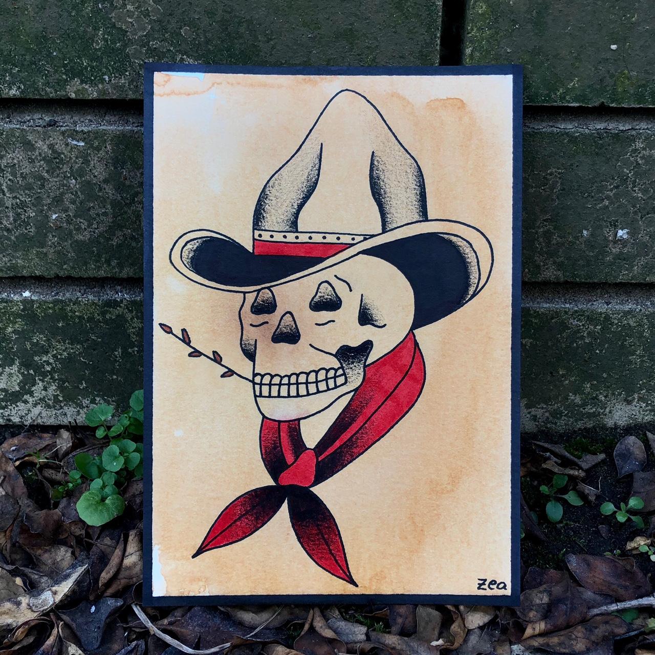 sureailabs a skull wearing a cowboy hat