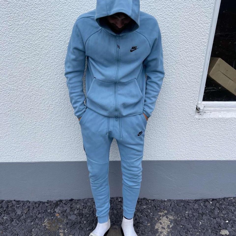 Light blue nike tech hot sale tracksuit