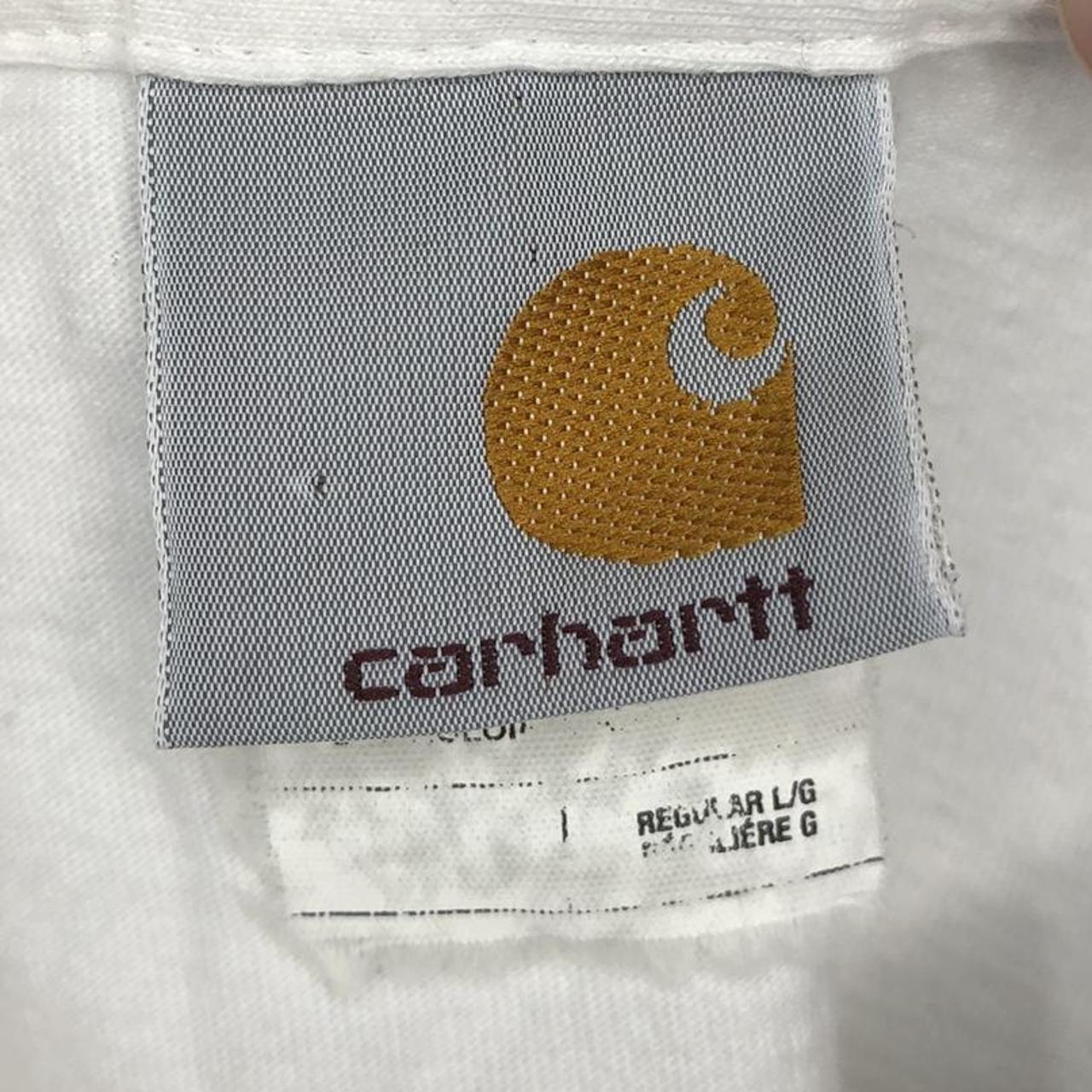 Y2K White Carhartt Logo Slogan T-Shirt. Excellent... - Depop