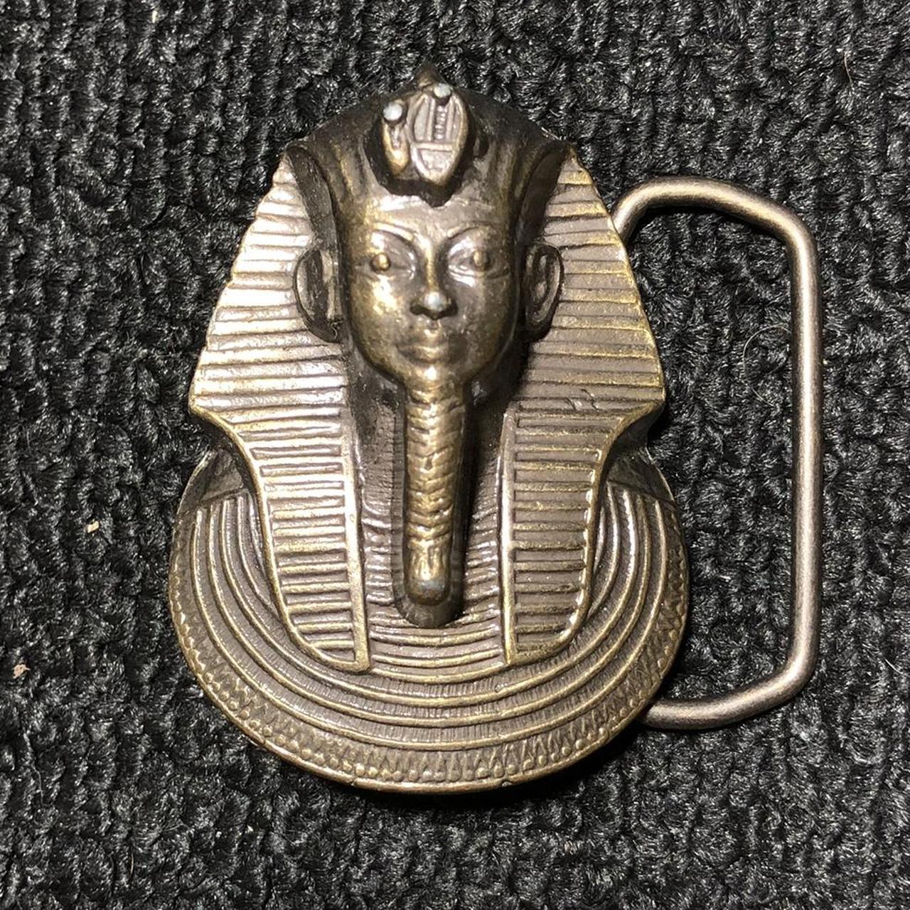 Vintage Egyptian Pharaoh King Tut 3D Belt Buckle.... - Depop