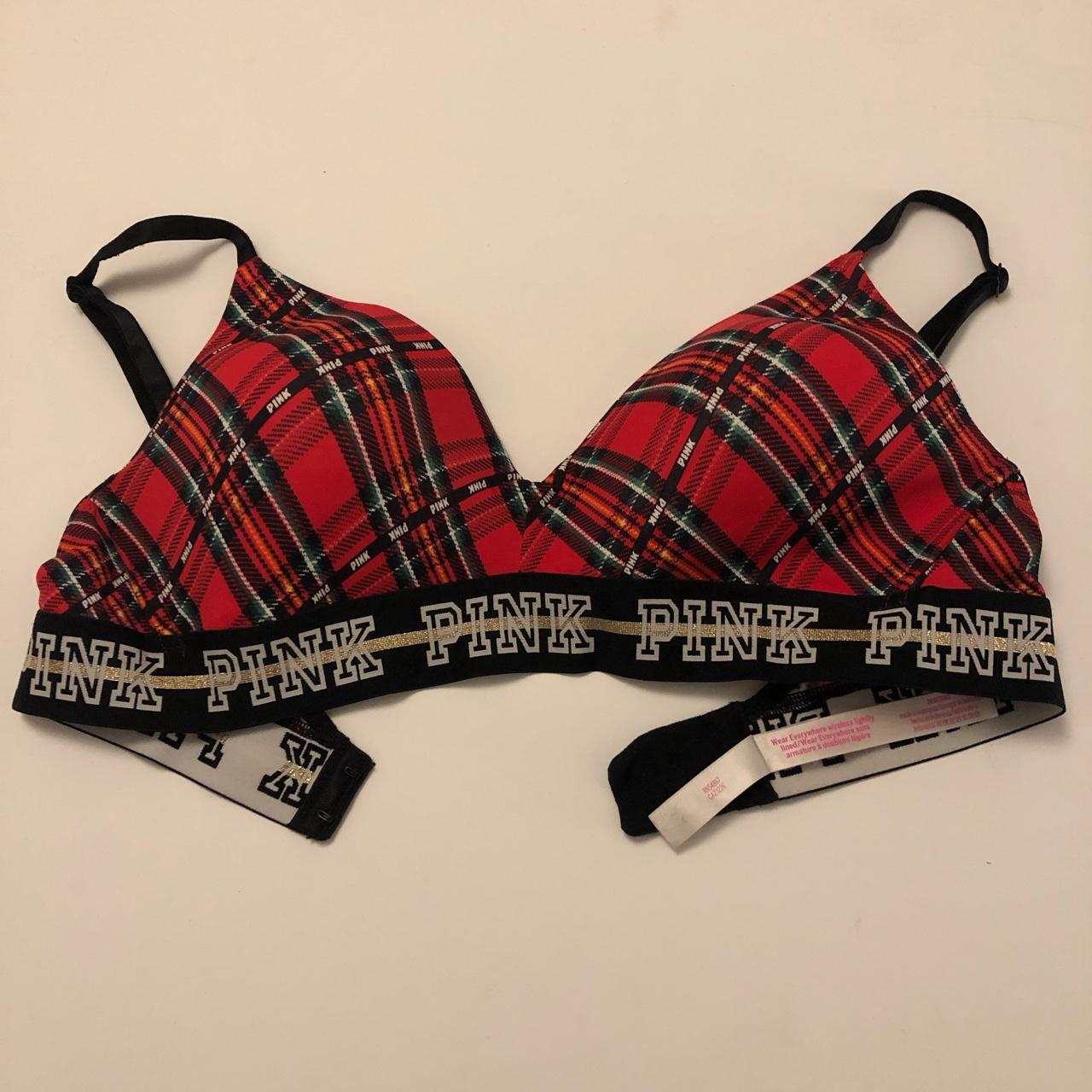 red and green plaid bra, size 36b with adjustable - Depop