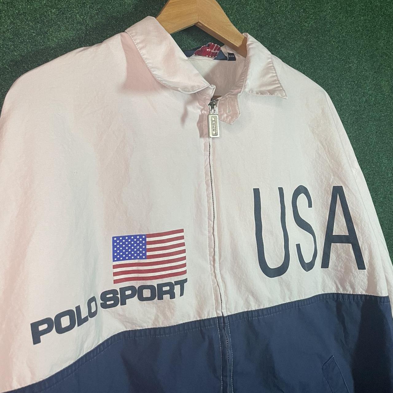 Polo Sport Men's White and Navy Jacket | Depop