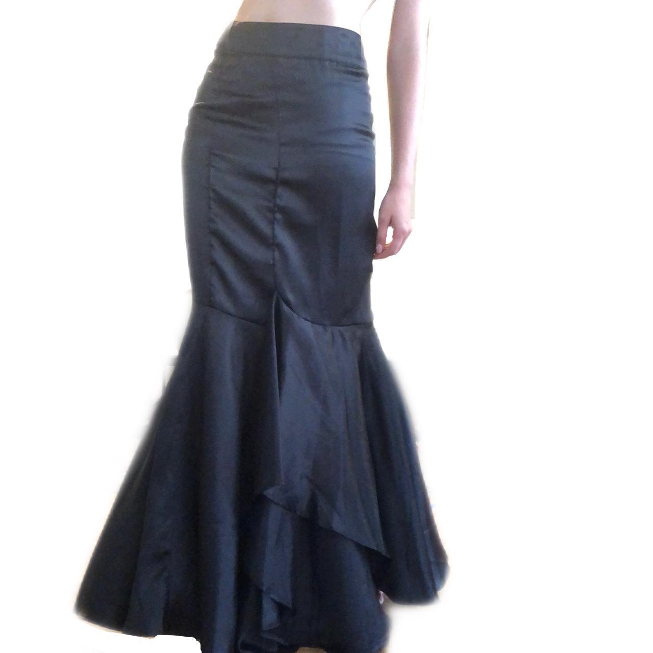 Insane Floor Length Black Satin Mermaid Skirt From Depop