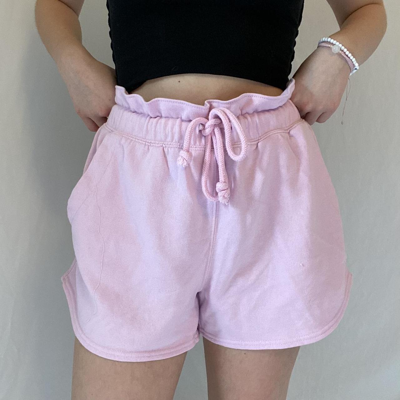 Kids grey/pink/white shorts with built in underwear - Depop