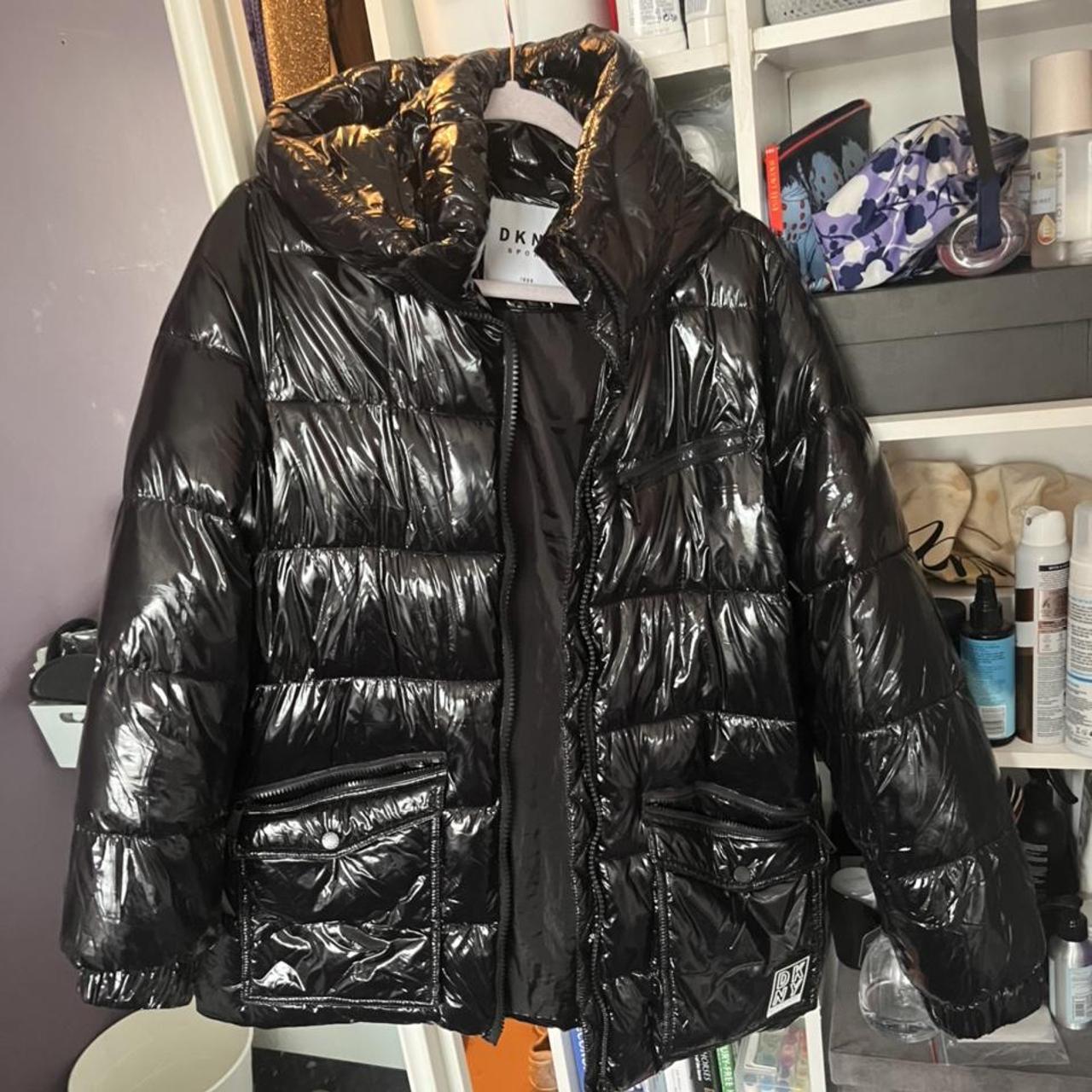DKNY shiny puffer coat brand new condition no flaws... - Depop