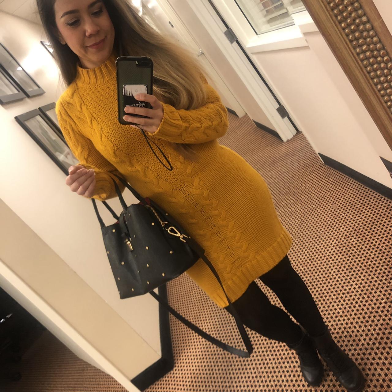 mustard color sweater dress