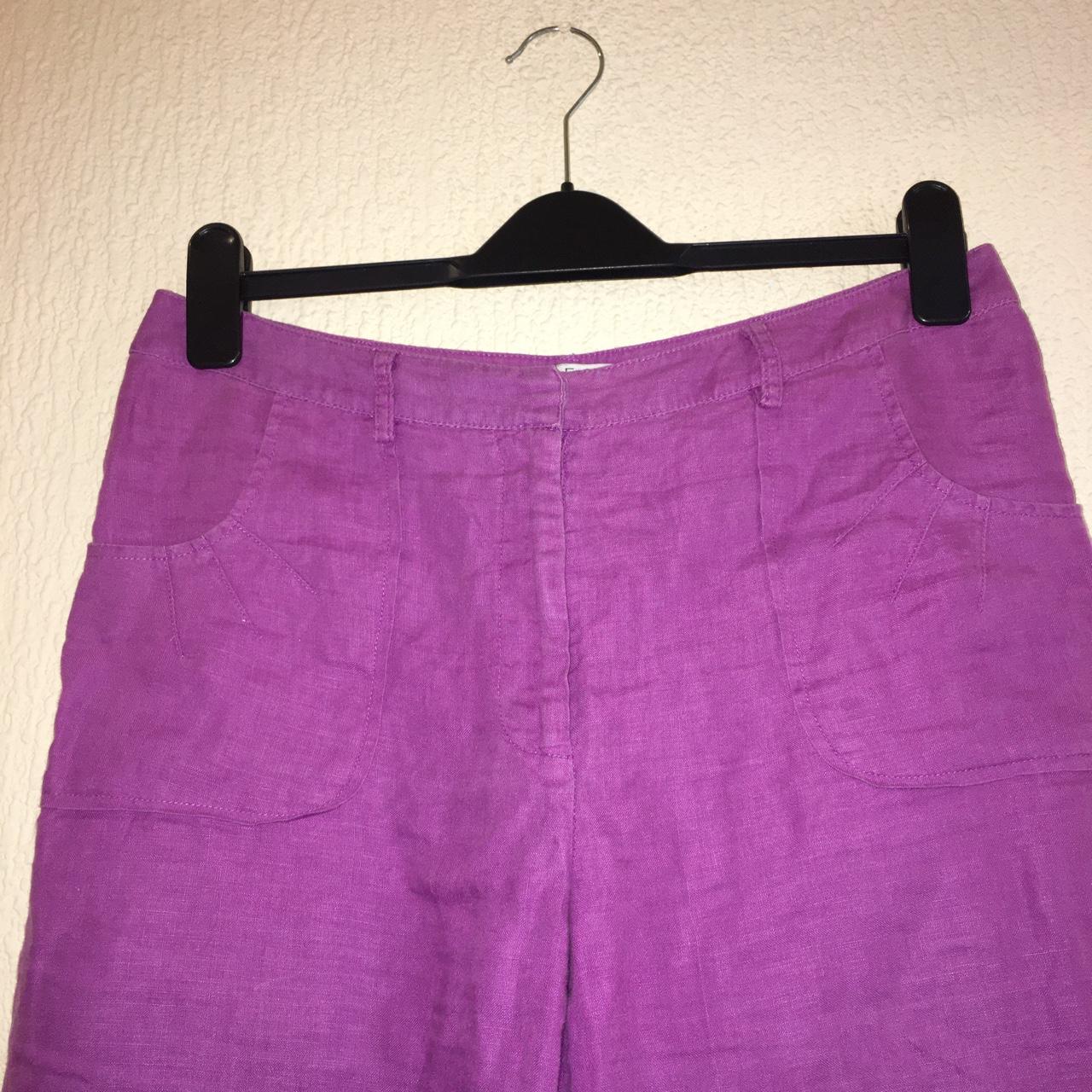 Vintage crop linen trousers. Low waist 3/4 length... - Depop