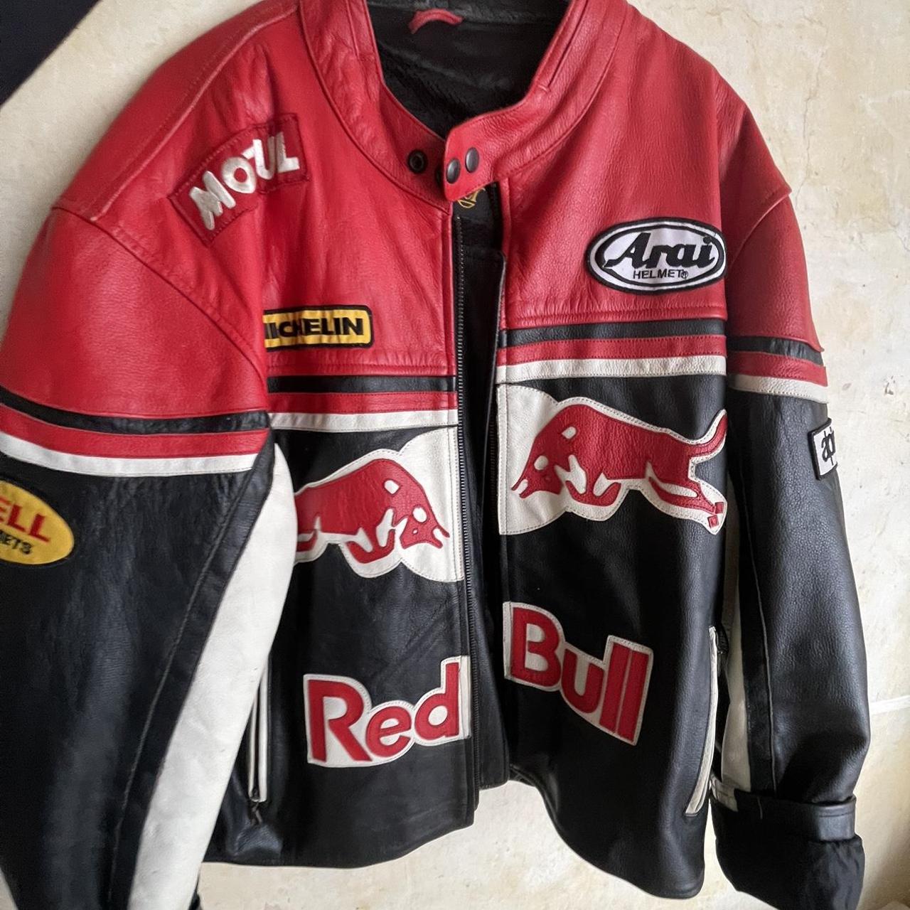 Redbull motorbike leather jacket. Size XXL. Fits... - Depop