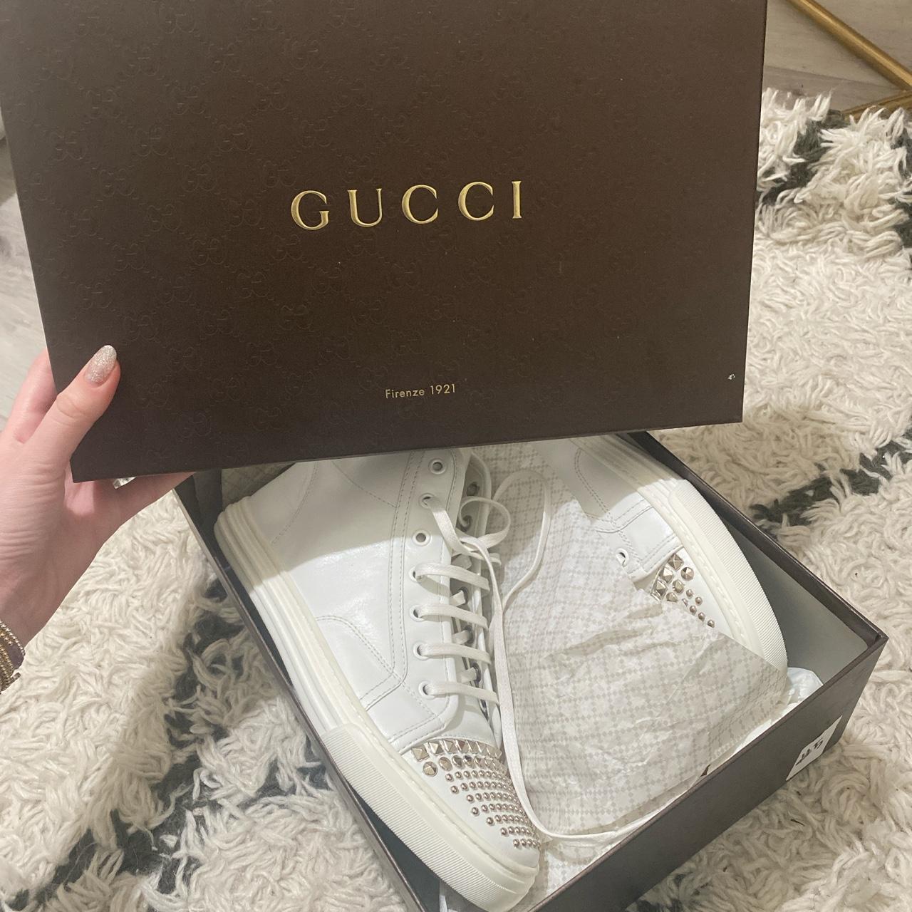 100% authentic white stud GUCCI shoes brand new in... - Depop