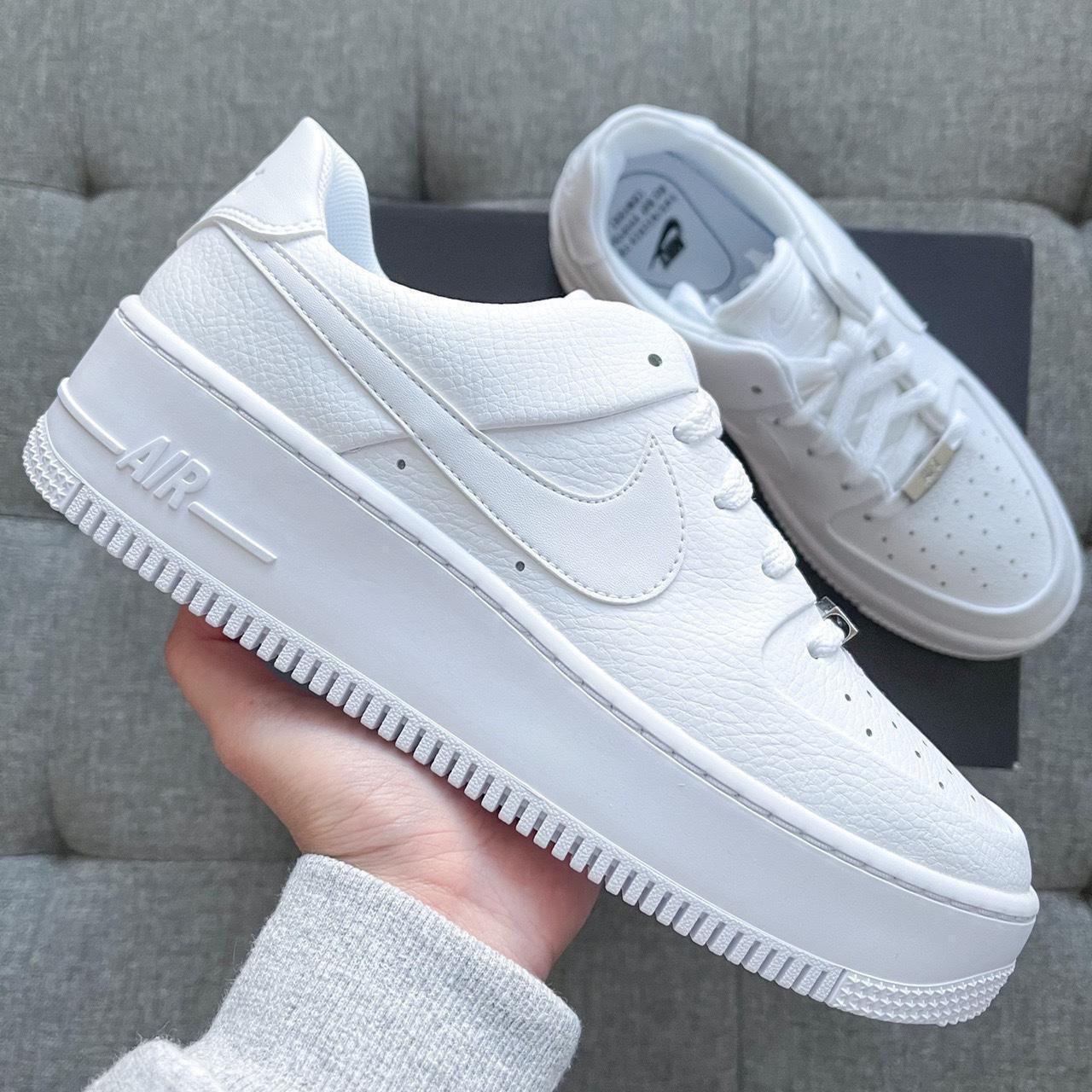 🤍 Nike Air Force 1 Sage Low all white 🐰 women's... - Depop