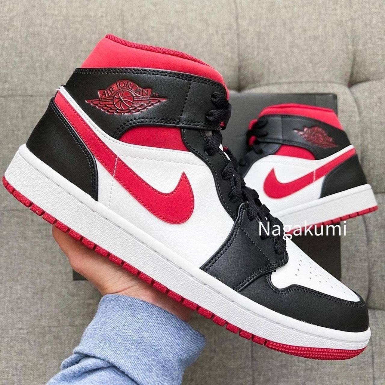 ️🖤🤍 Nike Air Jordan 1 retro Mid white black gym red... Depop