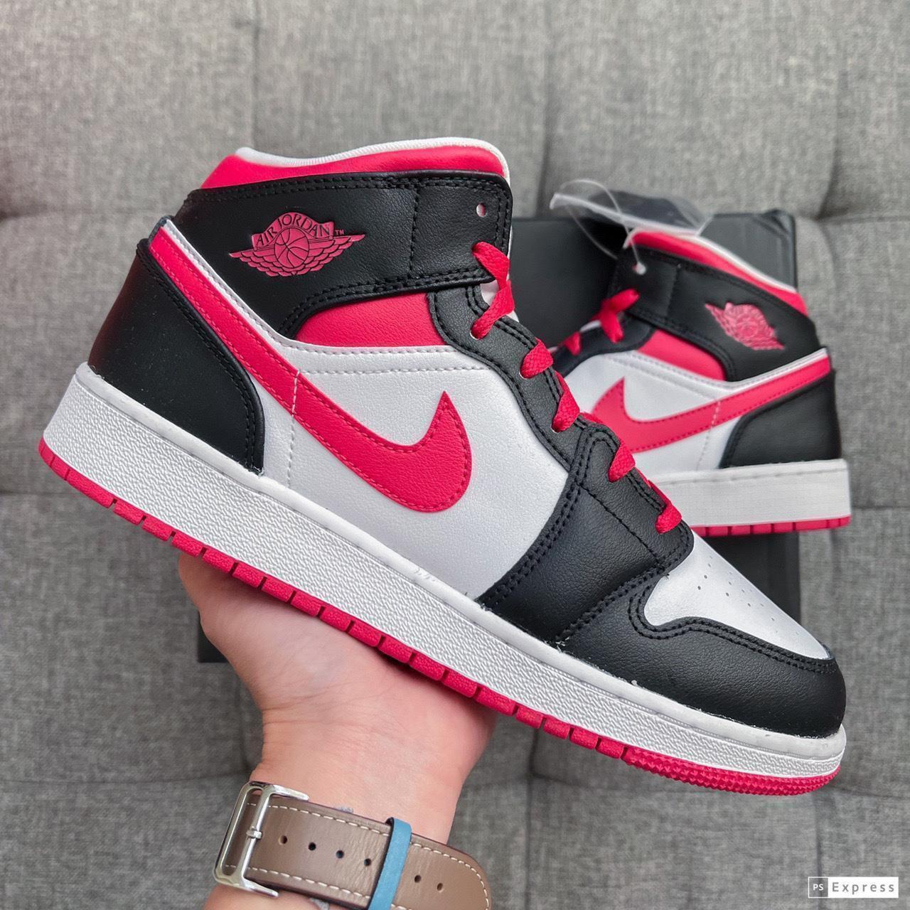 ️🖤 Nike Air Jordan 1 Mid white black red shoes ️... - Depop