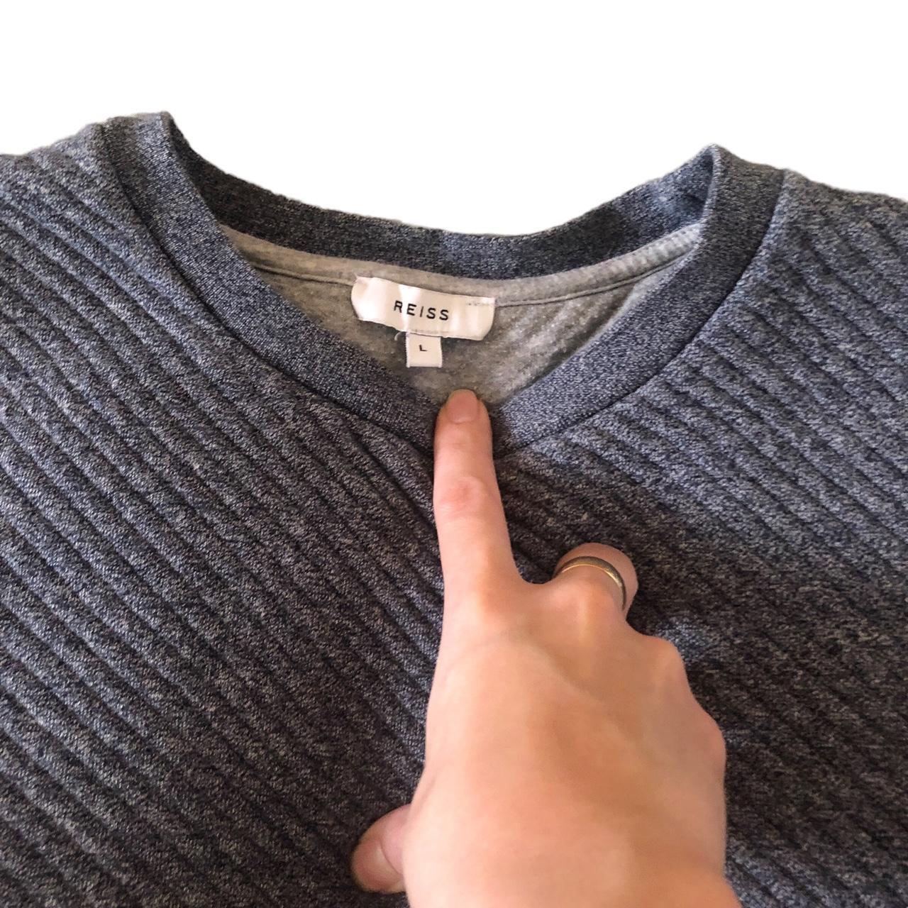 Product Image 3 - Reiss quilted crewneck sweater. Blue-gray