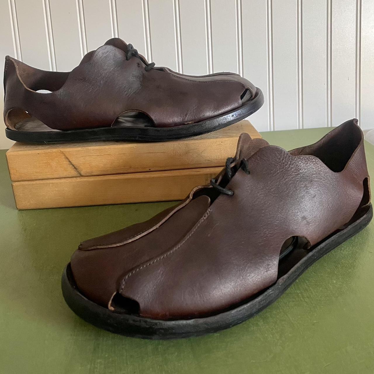 CYDWOQ Hand Made Leather Shoes/Sandals EU 45 Solid... Depop