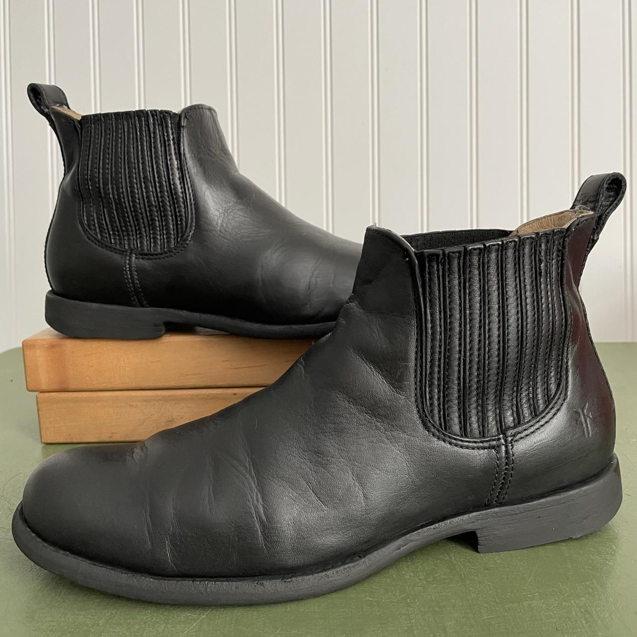 Frye PHILIP Chelsea Boots in Black Leather Depop