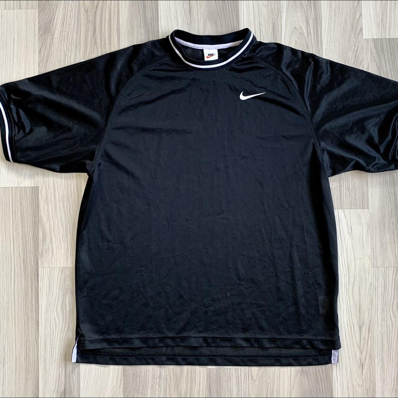 Vintage 90s Nike Black/White Soccer Jersey. Size... - Depop