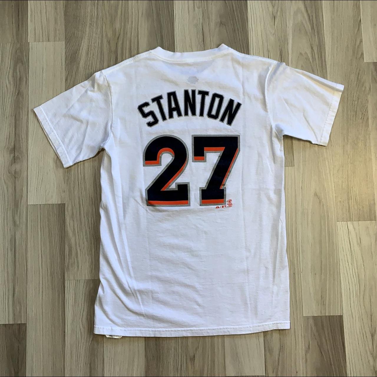 Miami Marlins Majestic Medium White Jersey Number 27 Giancarlo Stanton