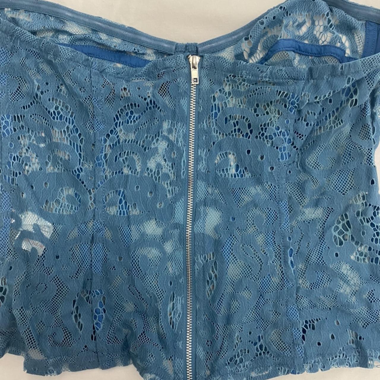 Blue PLT lace corset with boning, size 10. This is... - Depop