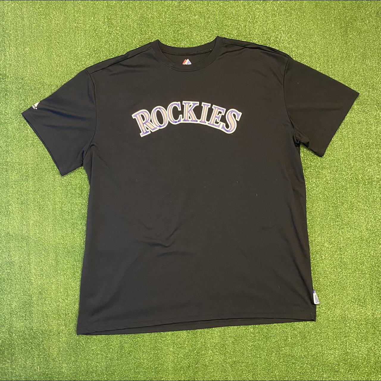 Colorado Rockies Black T-Shirt Mens Size Small by Majestic MLB