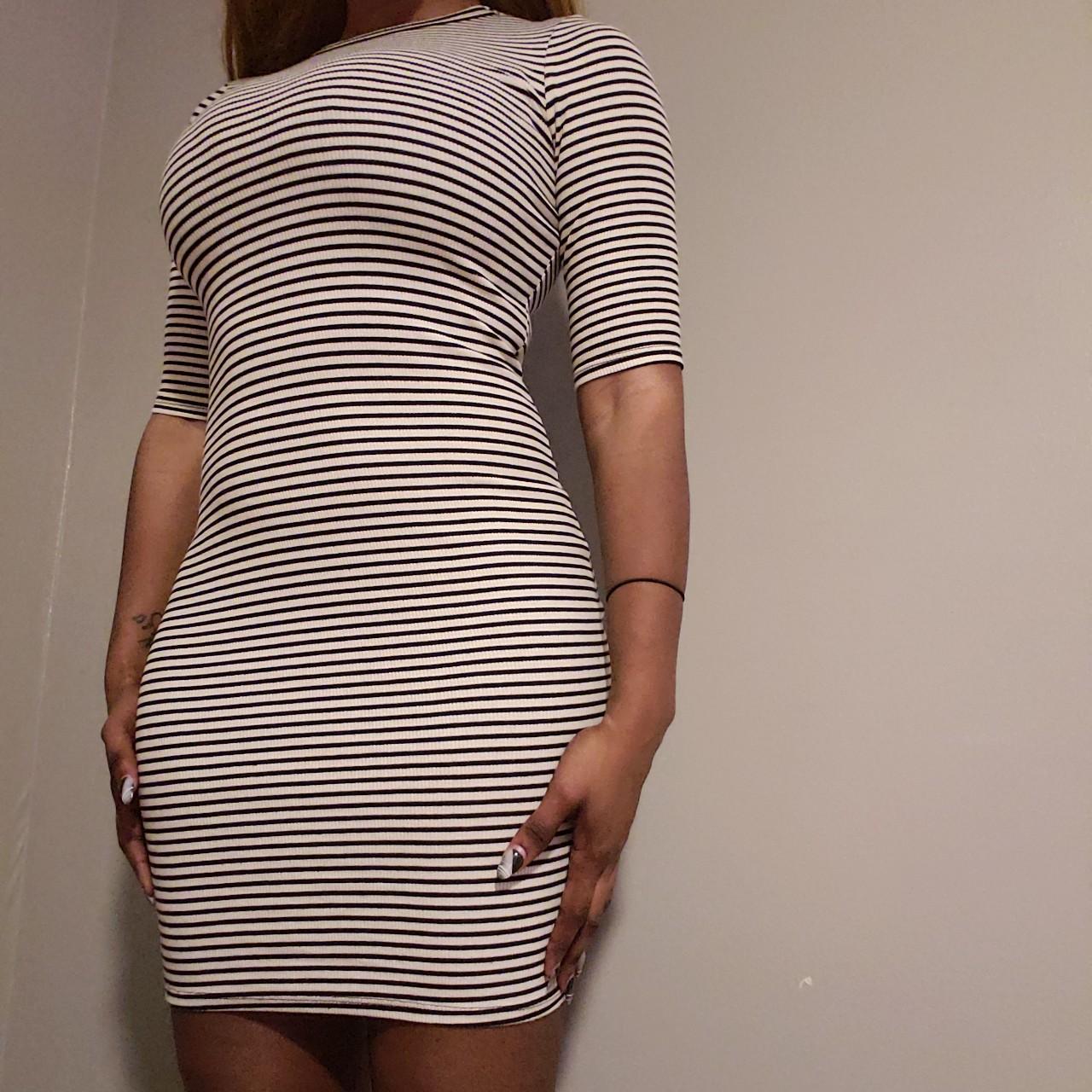 horizontal striped bodycon dress