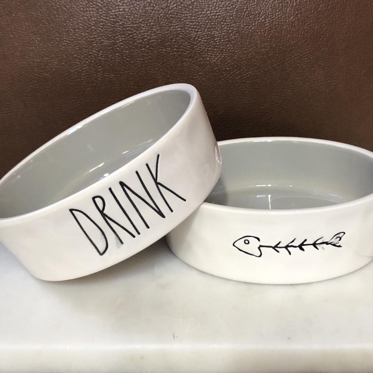 RAE DUNN SET OF 2 DOG top BOWLS