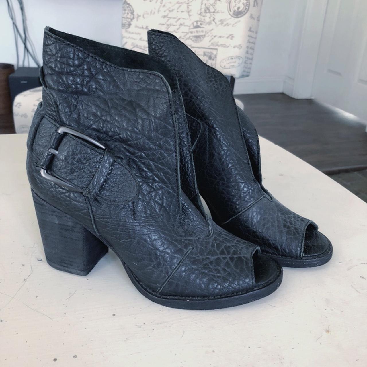 Joes Jeans Black Peep Toe Ankle Booties Leather Is Depop