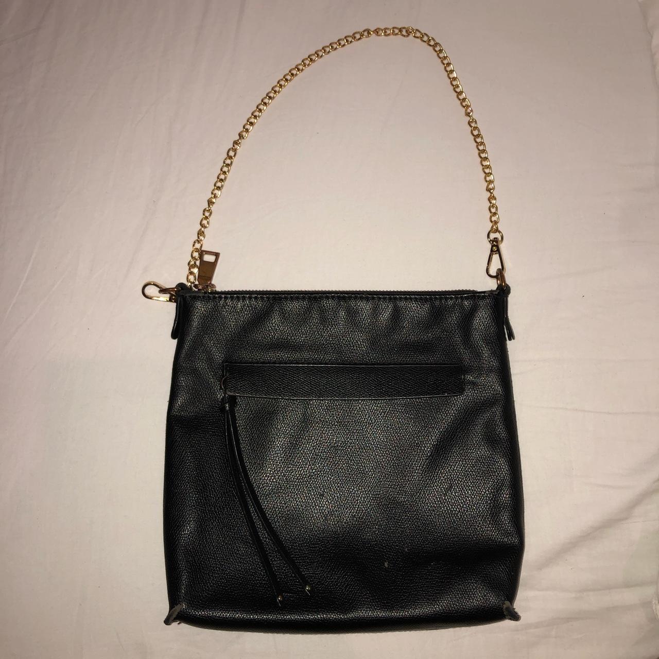 Black handbag with gold chain! Been used a couple... - Depop