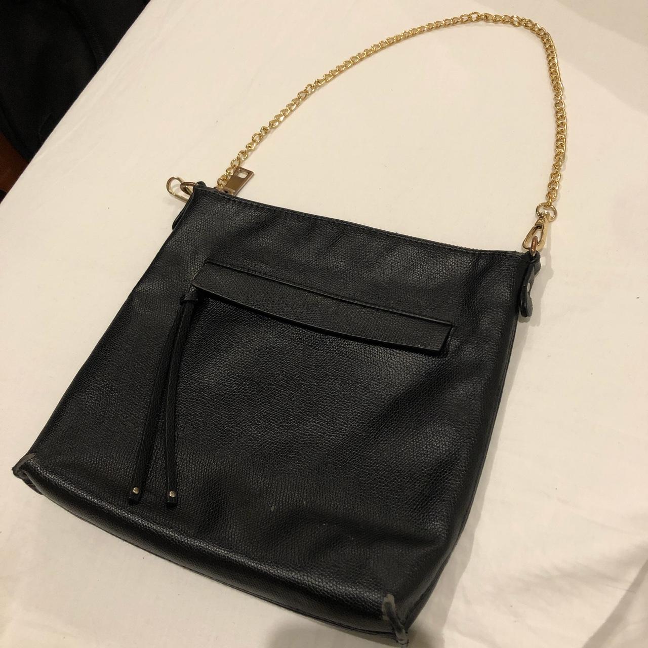 Black handbag with gold chain! Been used a couple... - Depop