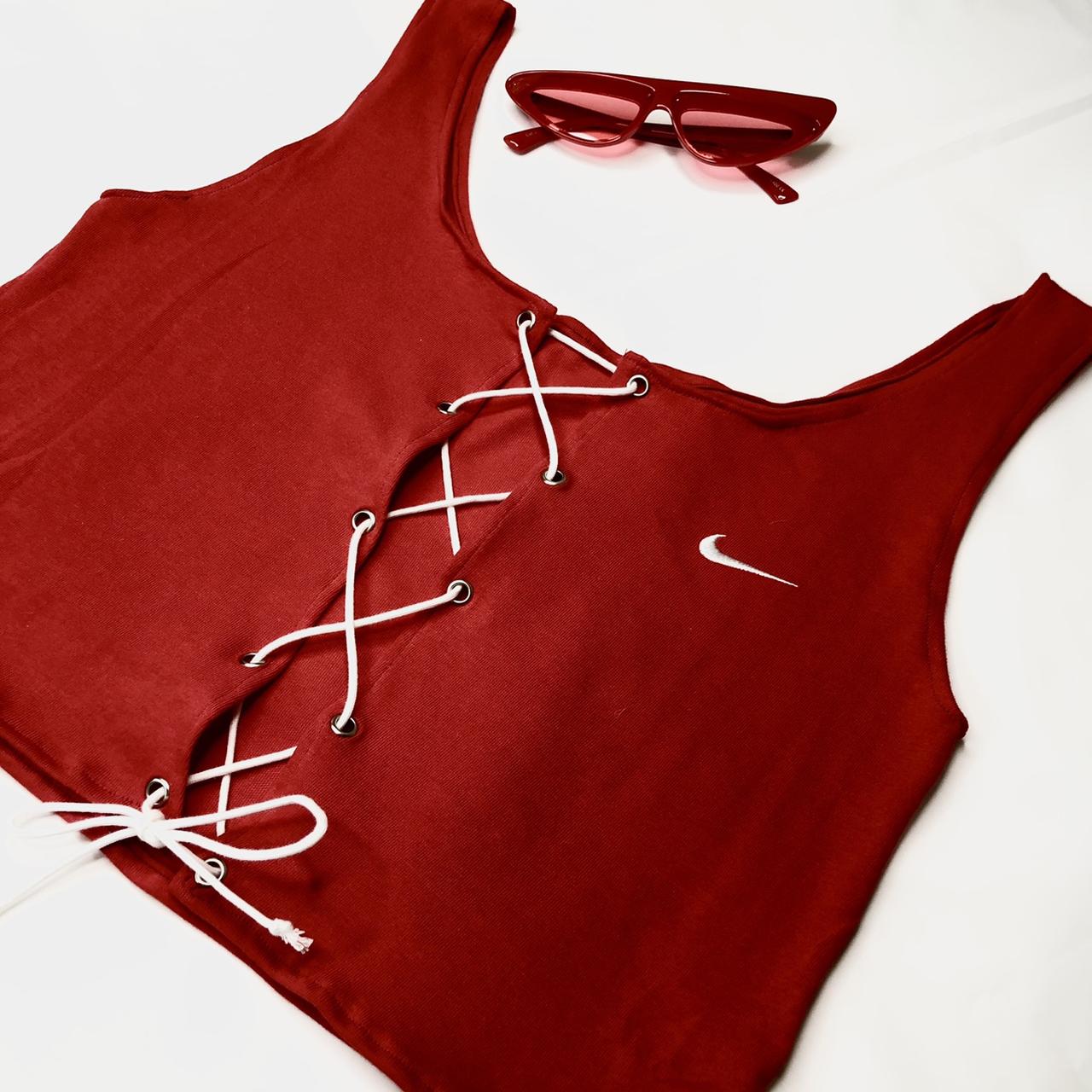 Reworked Nike rib knit corset Adjustable tie - Depop