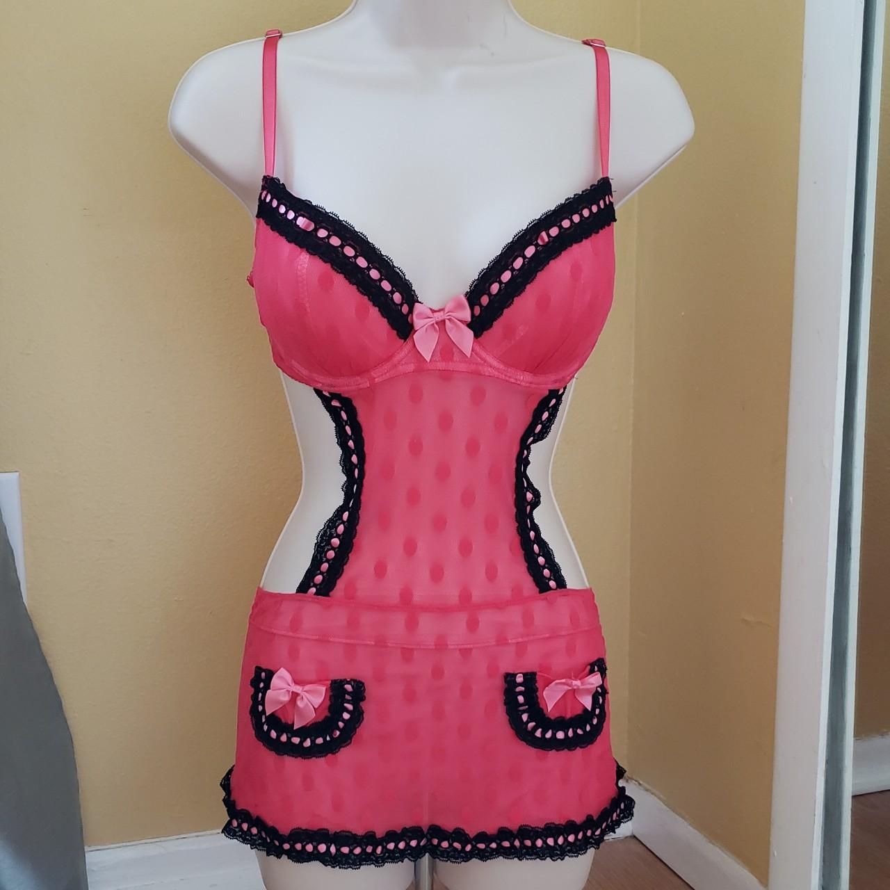 Victoria's Secret pink maid lingerie outfit. Cup - Depop