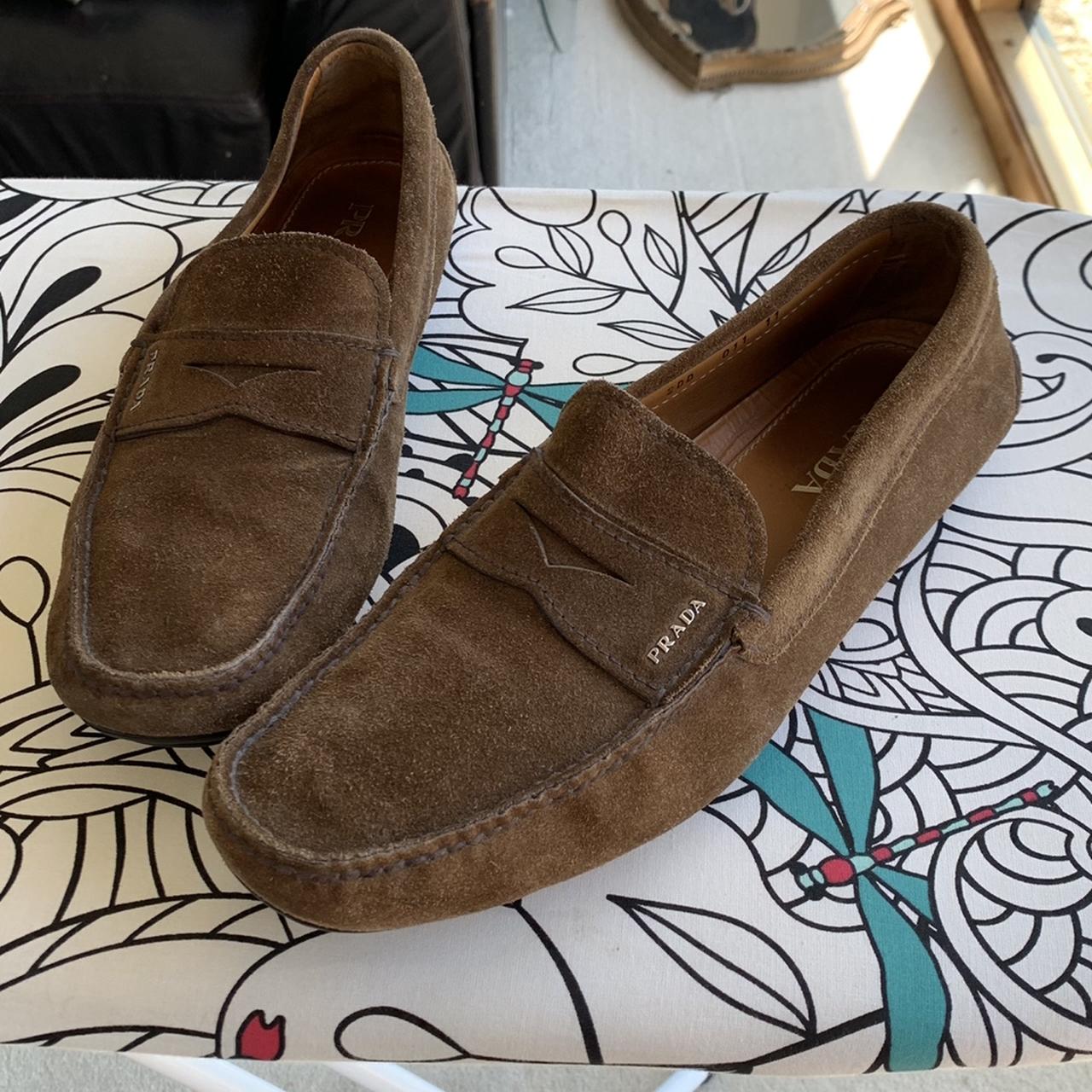 Prada brown discount suede loafers