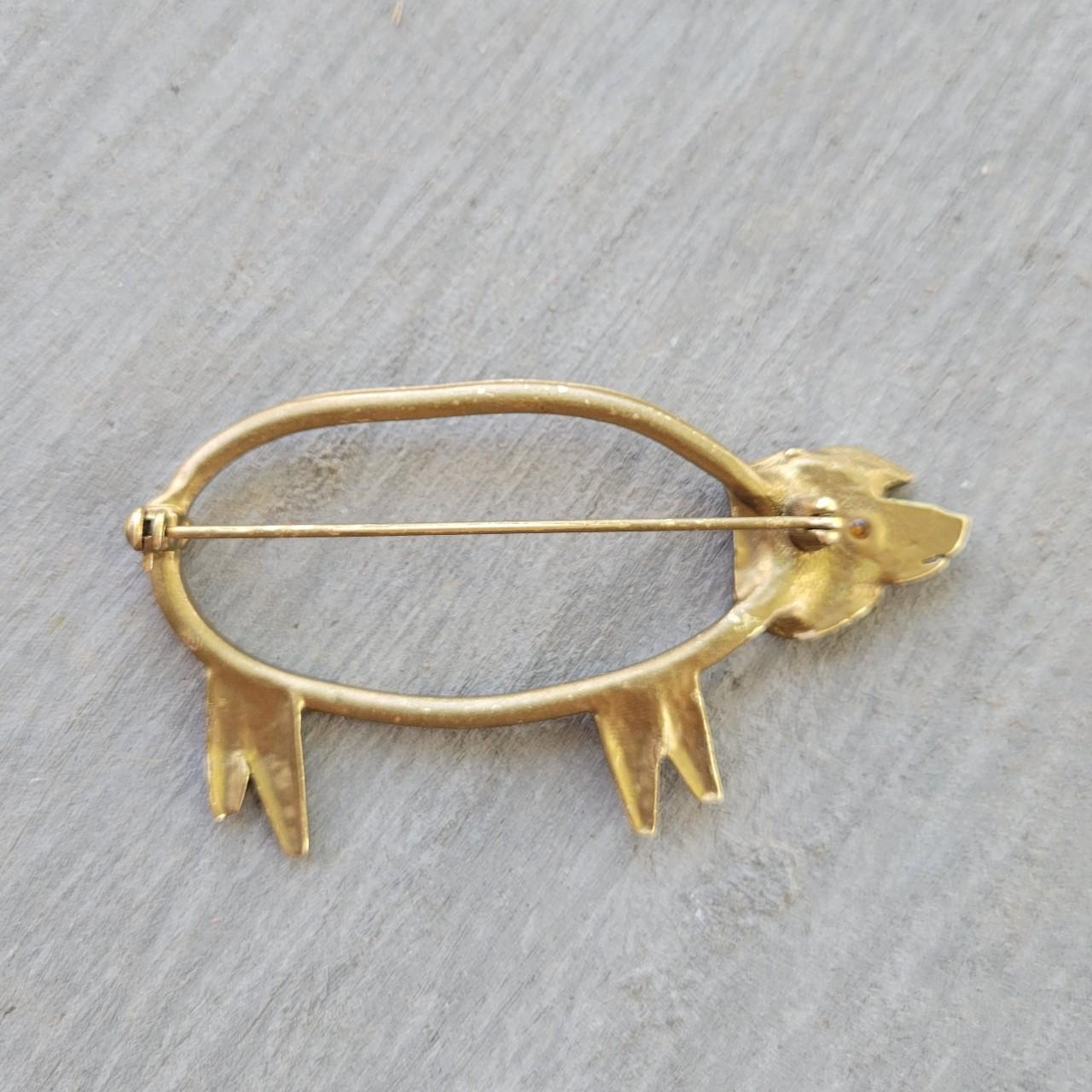 gold pig pin cute adorable farm animal unique fun... - Depop