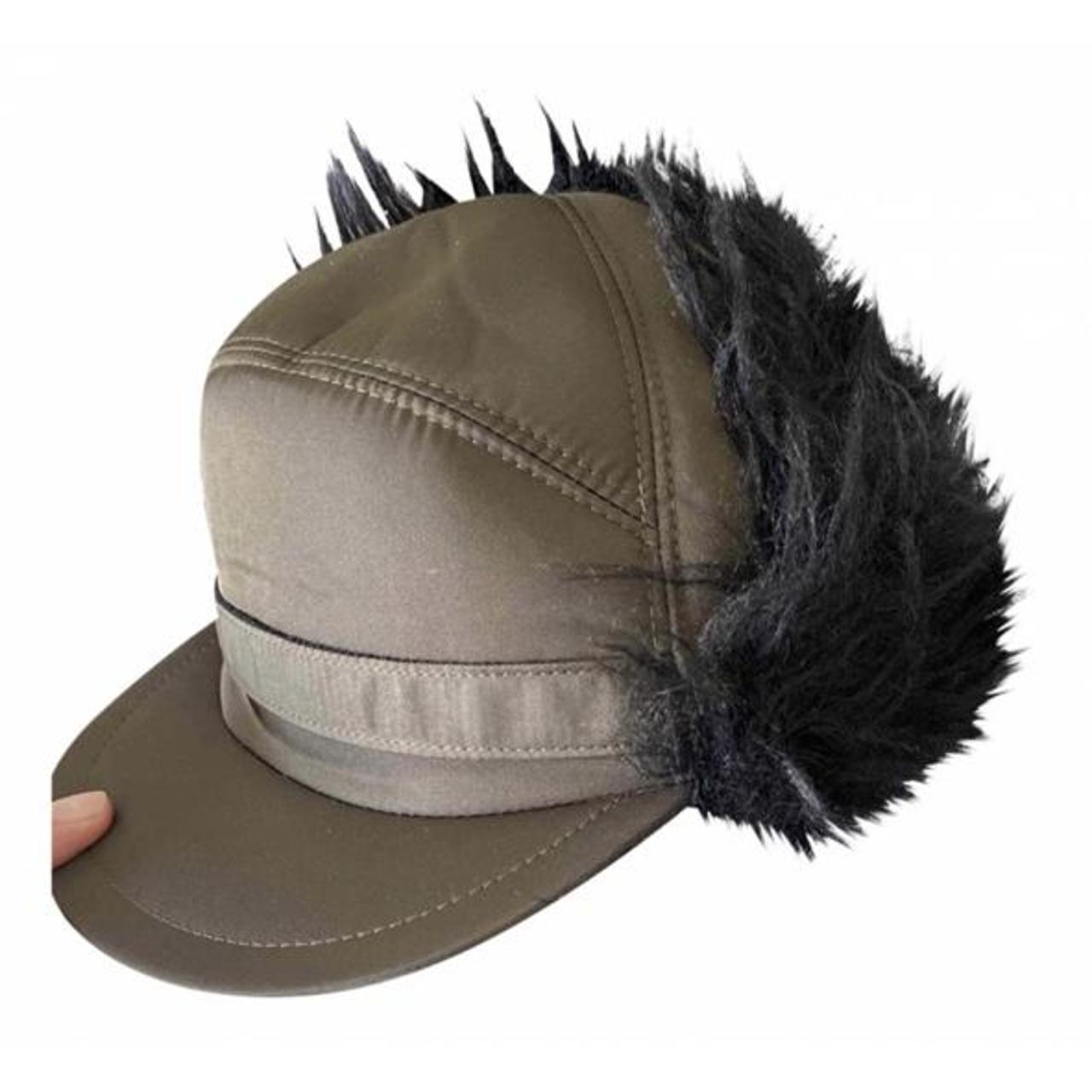 Prada Nylon fur cap in khaki with box and Depop