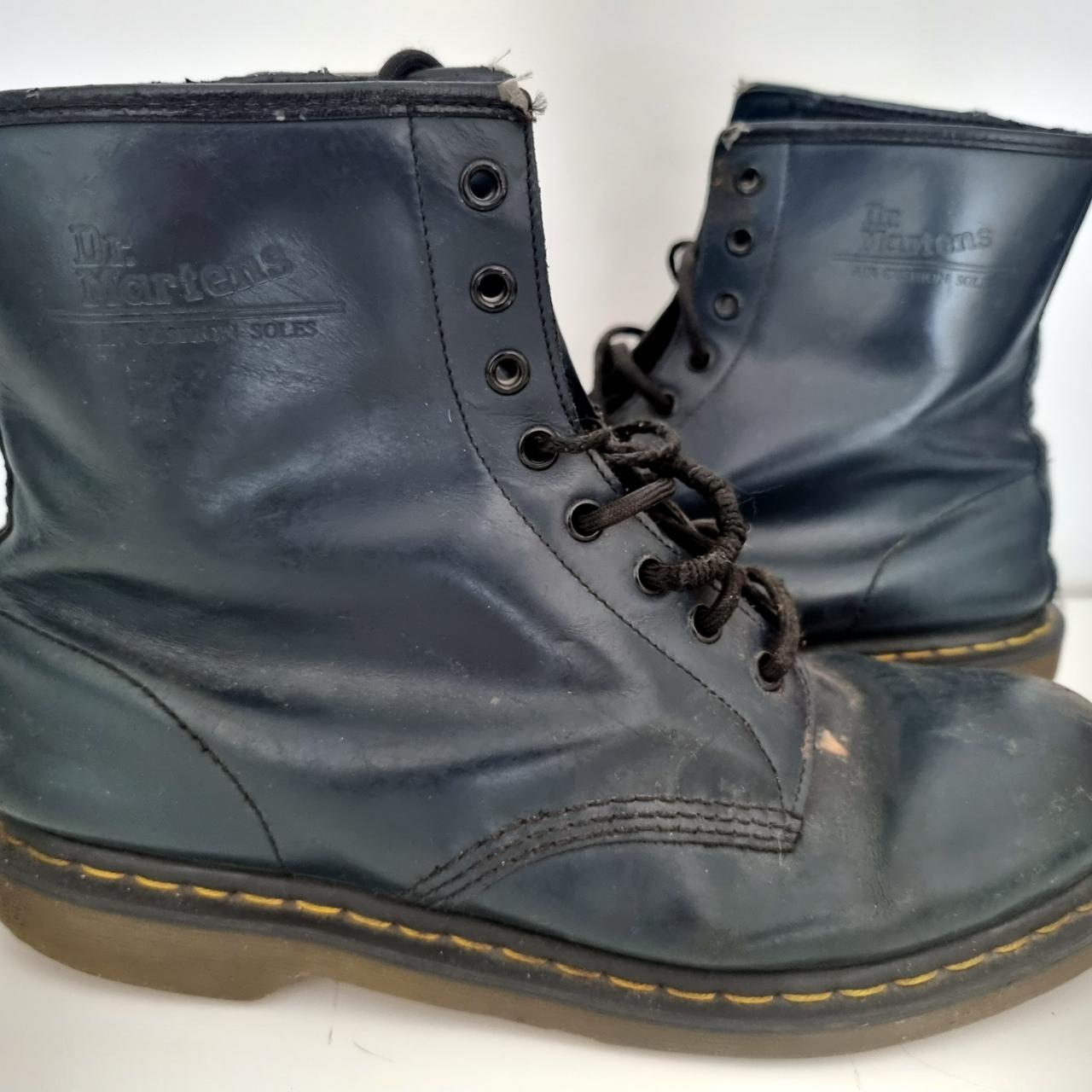 VINTAGE DR MARTENS 47, Blue Leather Combat Boots 14,... Depop
