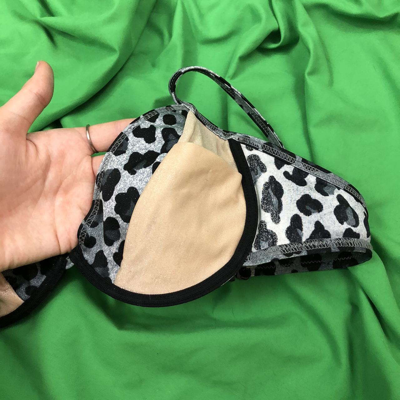 glitter grey cheetah print bathing suit top! In... - Depop
