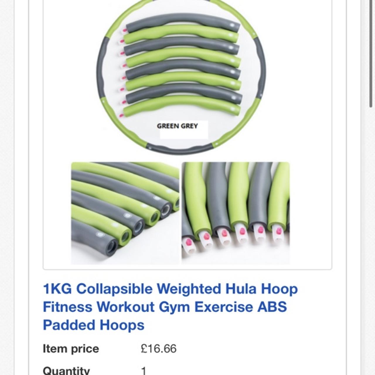 1KG Collapsible Weighted Hula Hoop Fitness Workout Gym Exercise ABS Padded Hoops 