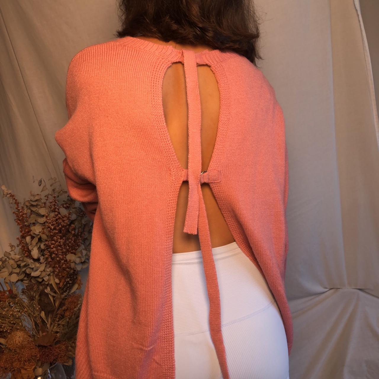 Women's White and Pink Jumper Depop