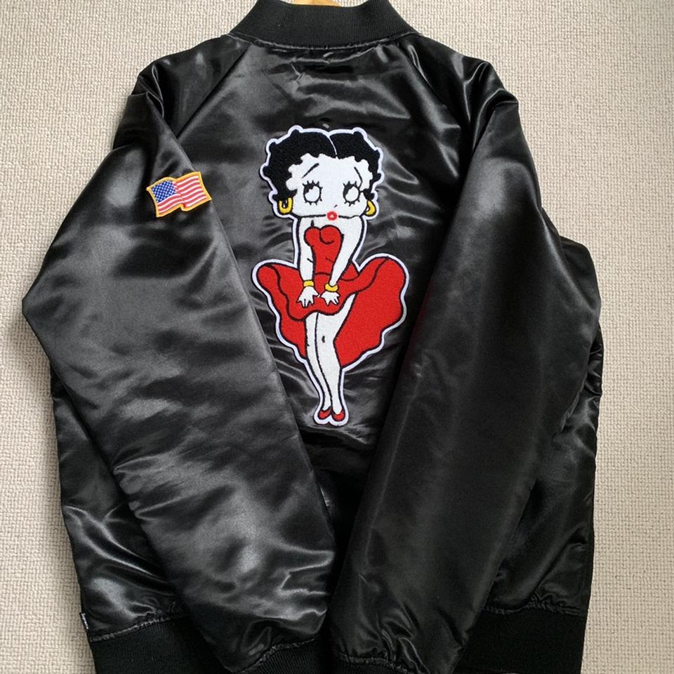 Supreme Betty Boop Satin Club Jacket Black Size... - Depop