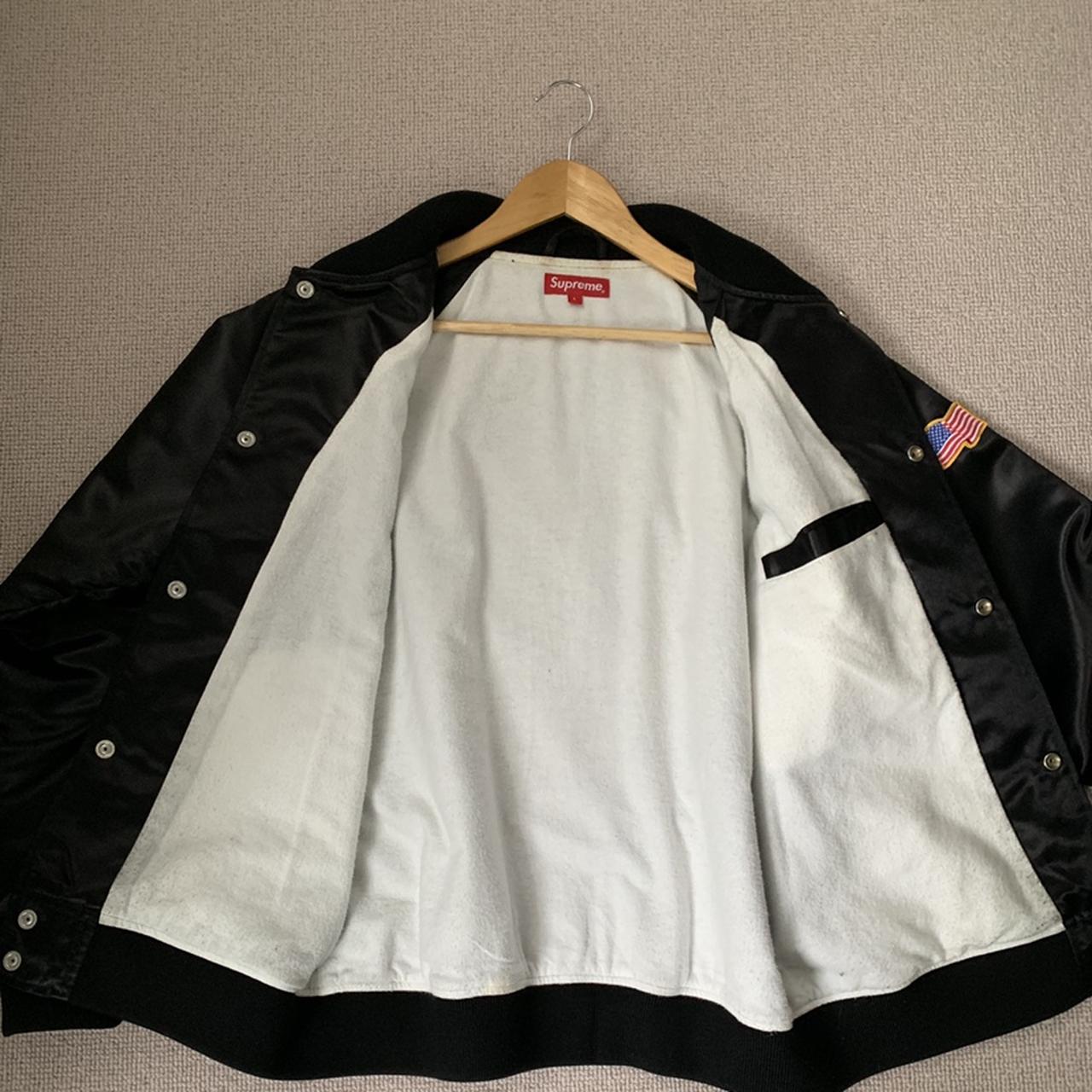 PRE OWNED SUPREME X BETTY BOOP SATIN CLUB JACKET SZ M SS16 BLACK