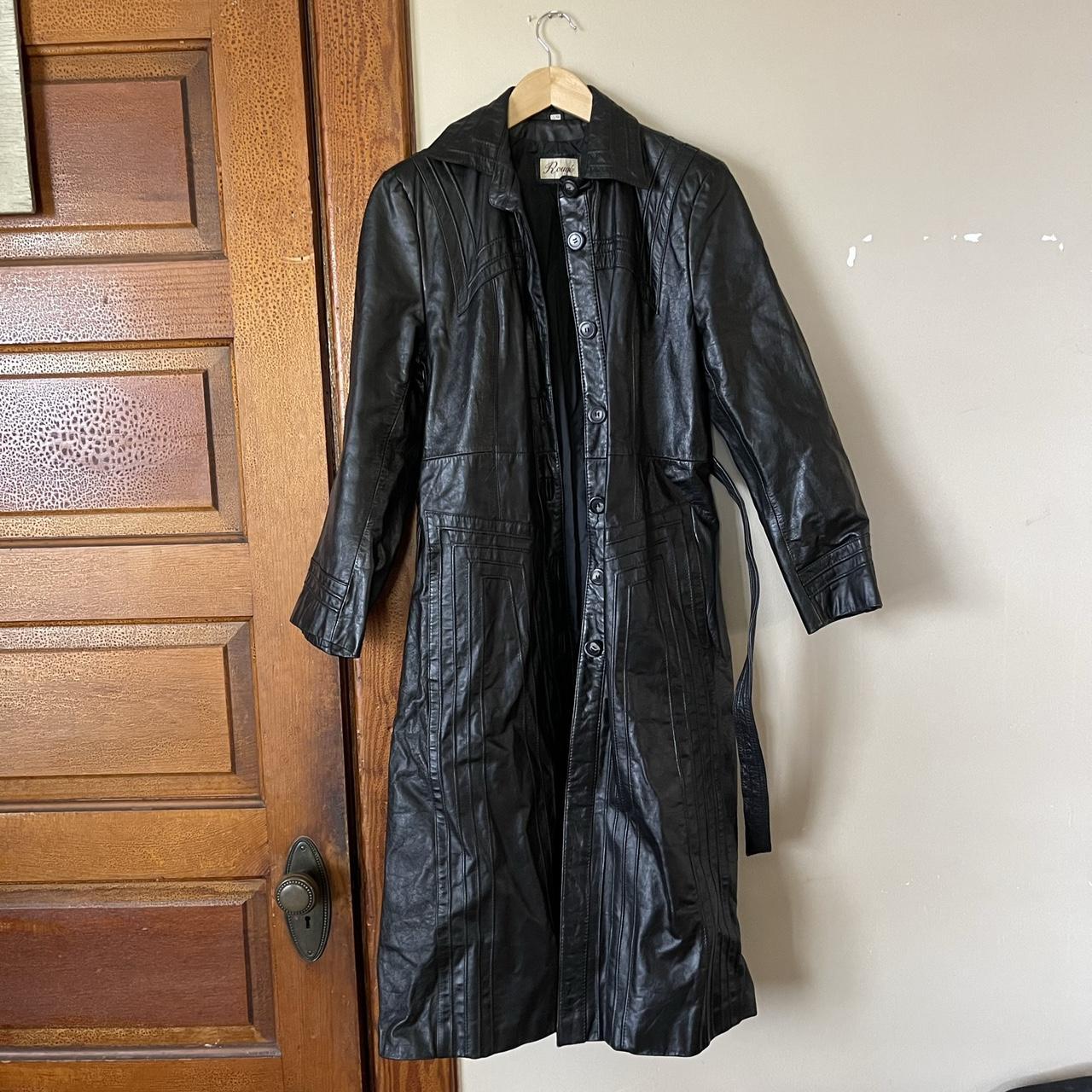 Long trench coat leather jacket. Perfect oversized... - Depop