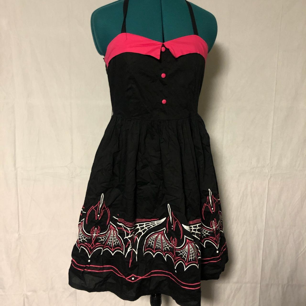 Sourpuss pinstripe rockabilly swing dress with pink... - Depop