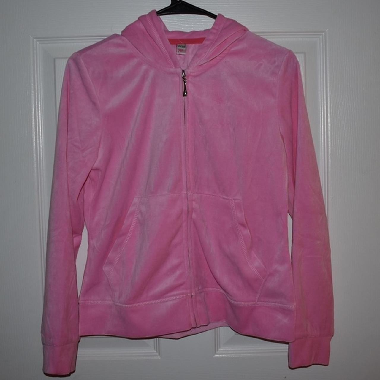 pink velvet track jacket size medium/large - Depop